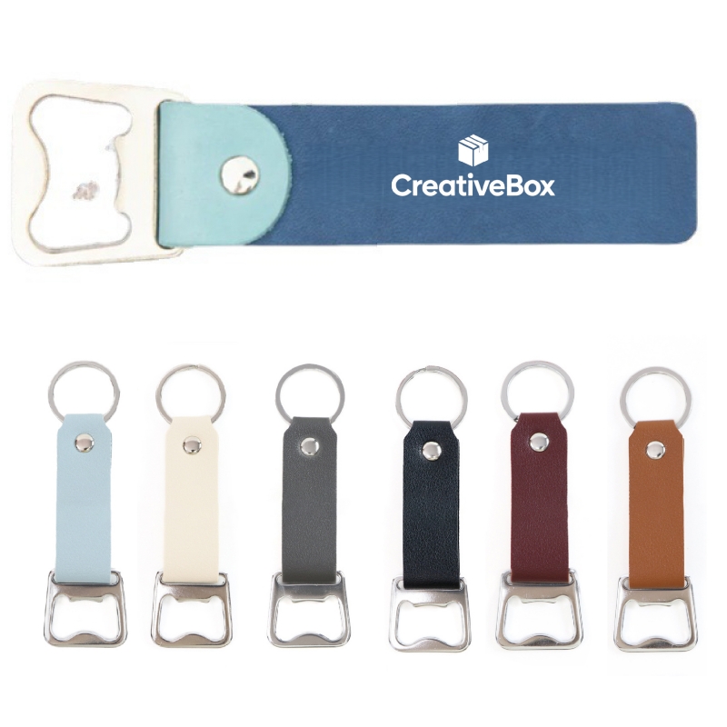 Personalized Leather Bottle Opener Keychain - Custom
