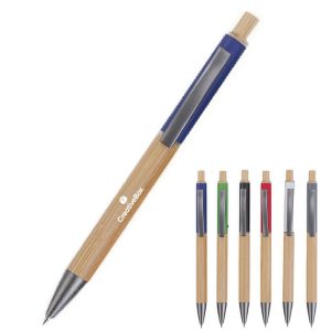 Eco-Friendly Bamboo Pens with Colored Clips for Writing