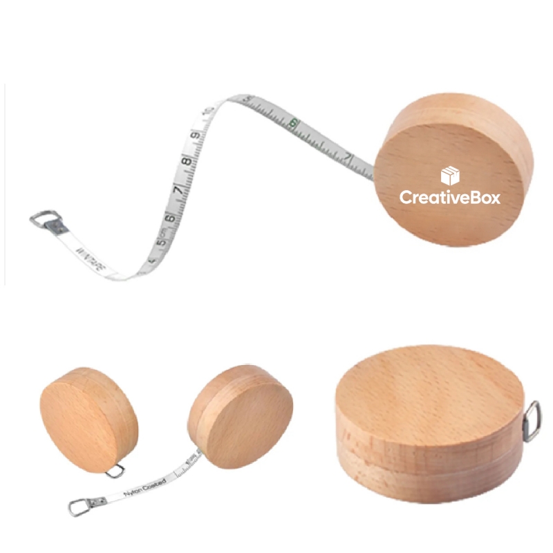 Round Wooden Retractable Tape Measure - Eco-Friendly Design