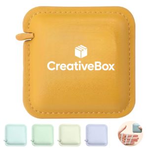 Portable Measuring Tape Leather Square Case Retractable