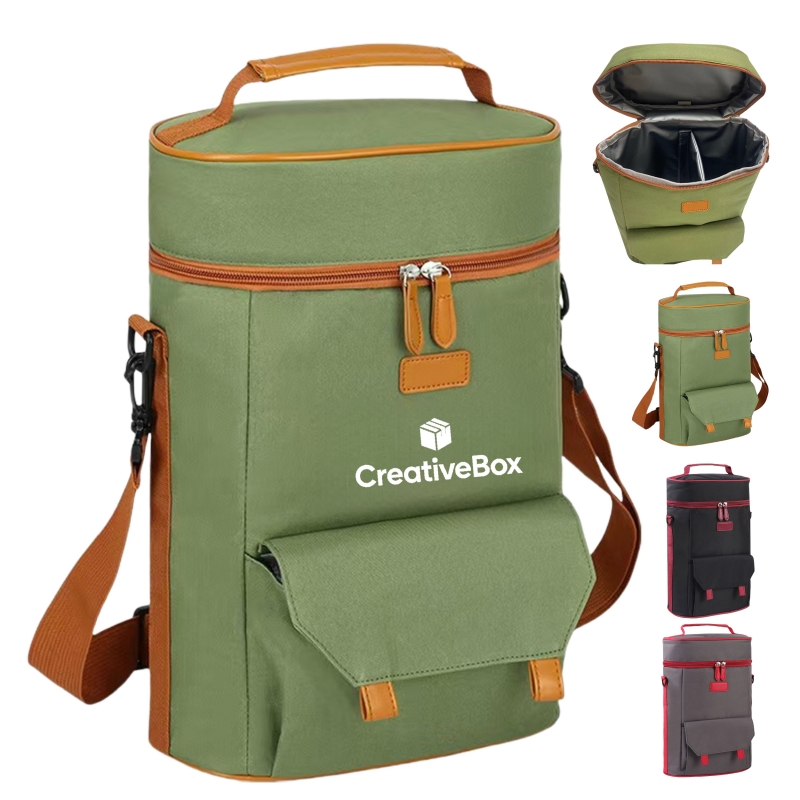 Waterproof 2 Wine Bottle Pockets Bag - Portable Picnic Tote