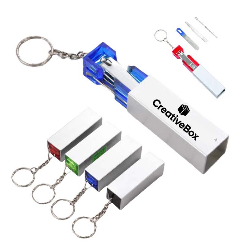 2-in-1 Custom Manicure Pillar Nail Clipper Keychain