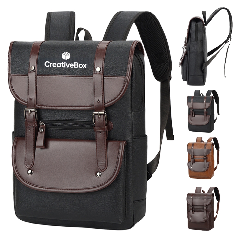 Vintage Leather Backpack with Multi Pocket Travel Design