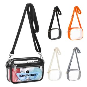 Clear PVC Crossbody Stadium Bag - Transparent Shoulder Purse