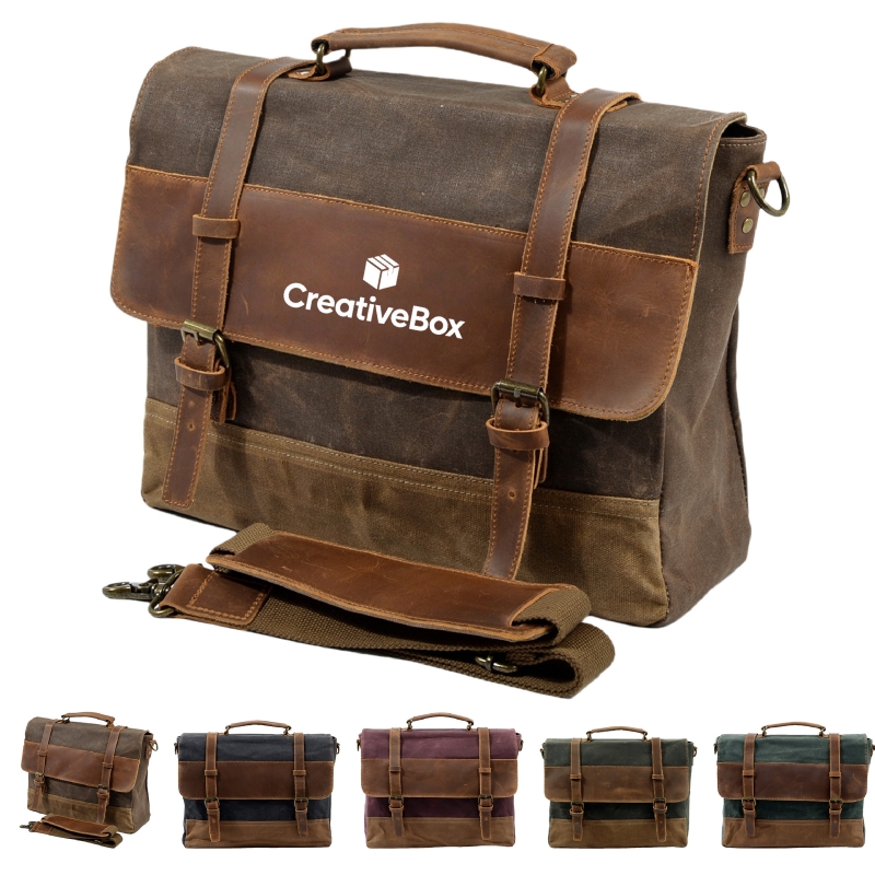 Canvas Leather Messenger Bag - Stylish Vintage Work