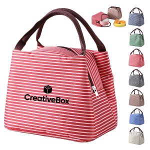 Striped Insulated Lunch Bag for Food Storage