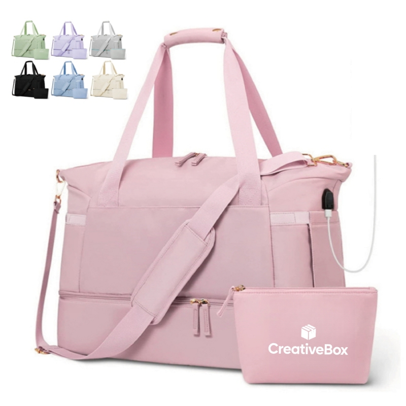 Fitness Duffel Bag with USB Port and Wet Dry Separation