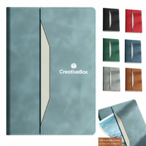 Soft Leather Business Notebook with Storage Pouch for Office