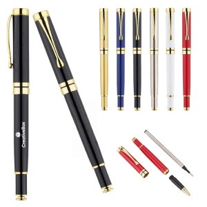 Luxury Executive Metal Ballpoint Pen with Gold Trim