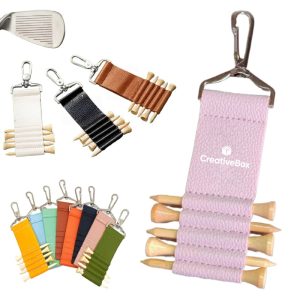 Golf Tee Holder Leather Clip Accessory for Bags