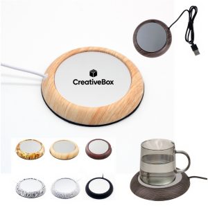 USB Mug Warmer Desk Cup Heater with Wood Coaster