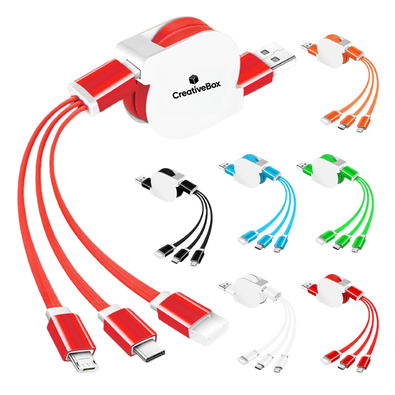 3-in-1 Retractable Charging Cable for Phones and Devices
