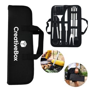 9PCS Stainless Steel BBQ Grill Tool Set with Carry Case