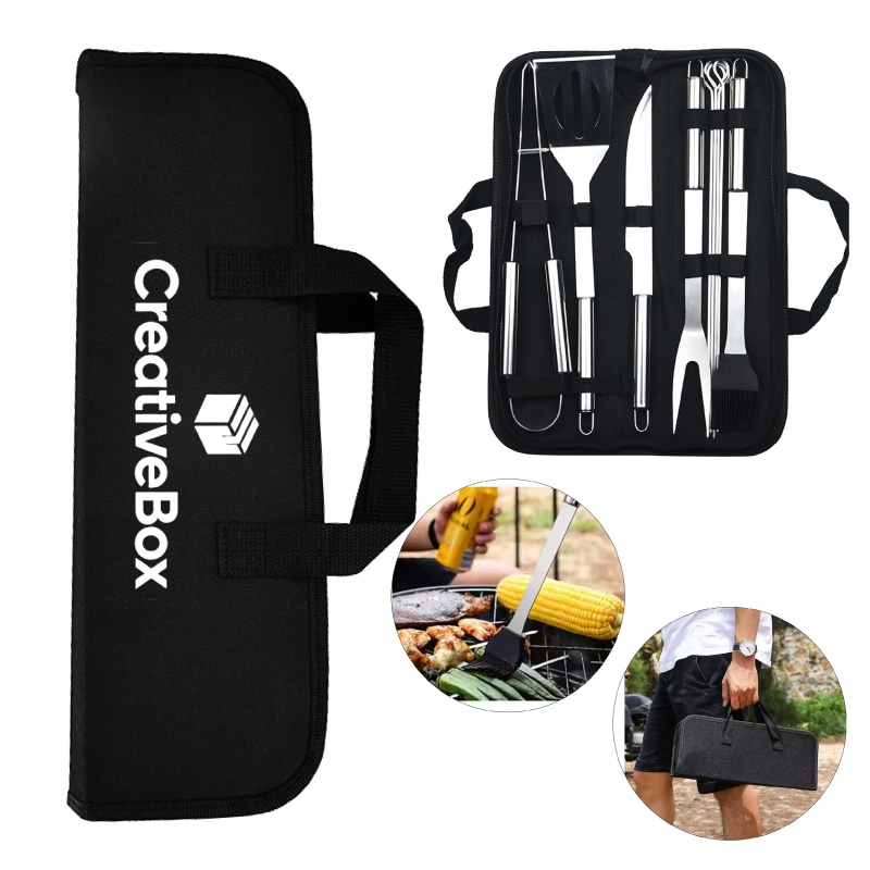 9PCS Stainless Steel BBQ Grill Tool Set with Carry Case