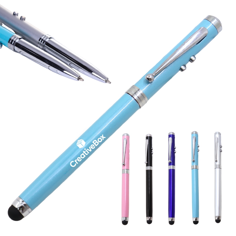 Metal Ballpoint Pen with Stylus and LED Light