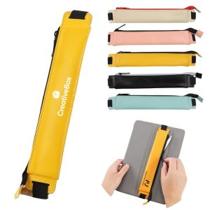 Slim Elastic Pen Pouch with Zipper for Notebooks and Office
