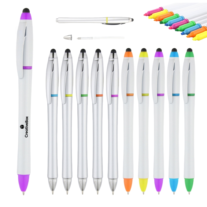 Multi-Color Stylus Highlighter and Ballpoint Pen Combo