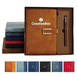 A5 Premium PU Leather Business Gift Set - Hardcover Notebook