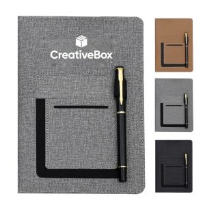 Business Notebook with Pocket and Pen Holder Custom Journal