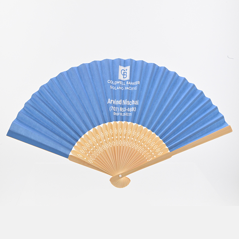Custom Printed Bamboo Paper Folding Fan Promo