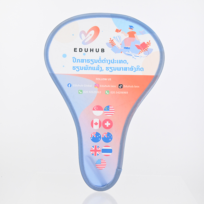 Custom Logo Polyester Pop Up Folding Fan Promo