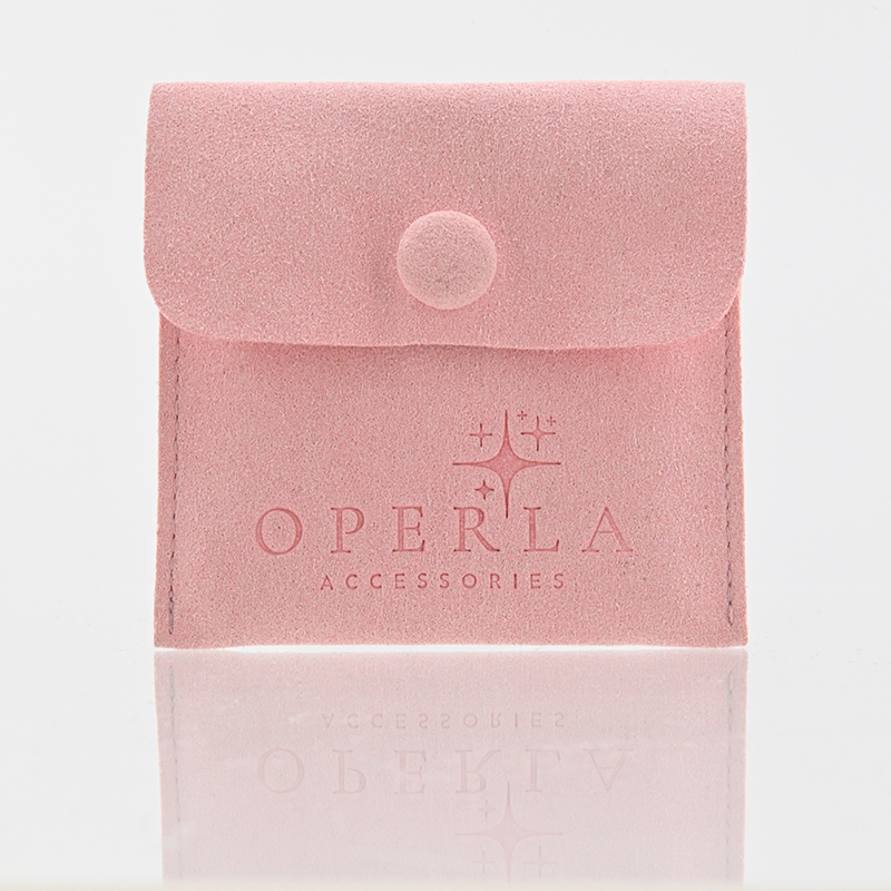 PU Microfiber Jewelry Pouch Custom Logo Snap Closure