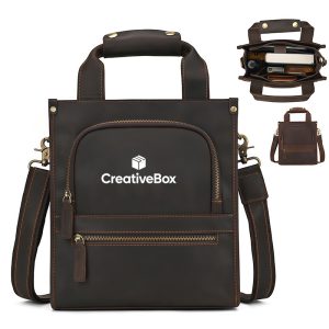 Vintage Leather Messenger Tote Bag for Work