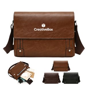 Vintage Leather Messenger Bag Crossbody Business Casual