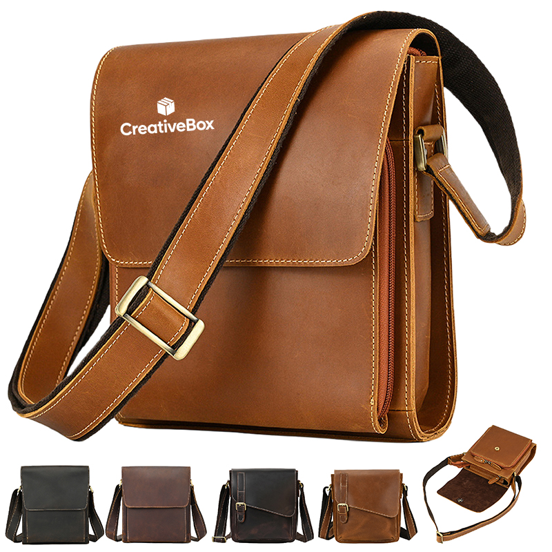 Vintage Leather Messenger Bag Crossbody Satchel