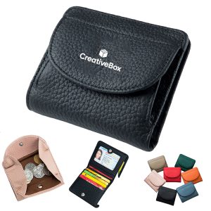 Small Leather Wallet Compact Card Holder With Coin Pocket