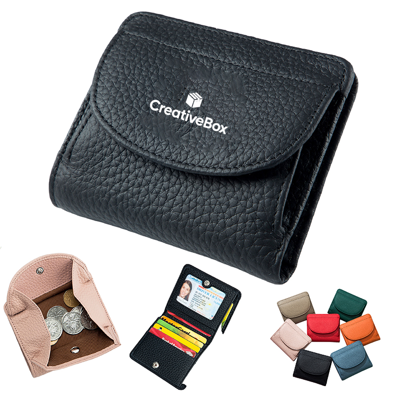Small Leather Wallet Compact Card Holder With Coin Pocket