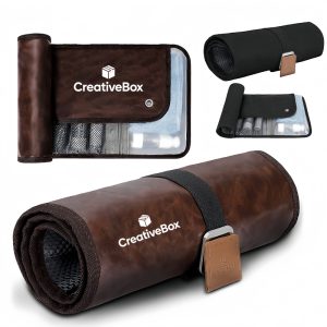 Leather Roll Up Toiletry Bag Travel Organizer for Men