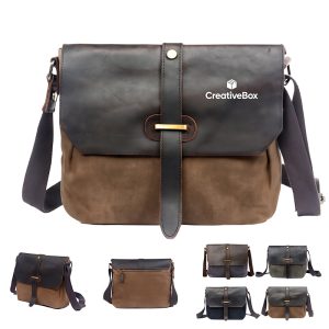 Vintage Canvas Leather Messenger Bag Crossbody Satchel