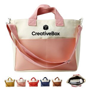 Two Tone Canvas Tote Bag with Shoulder Strap